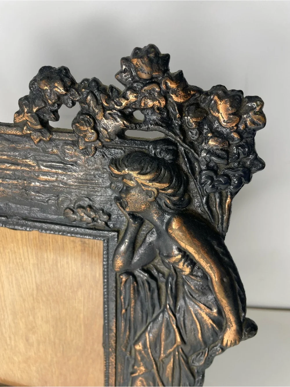 Art Nouveau Style Figural Picture Frame Metal Woman Lady for a Photograph Photo